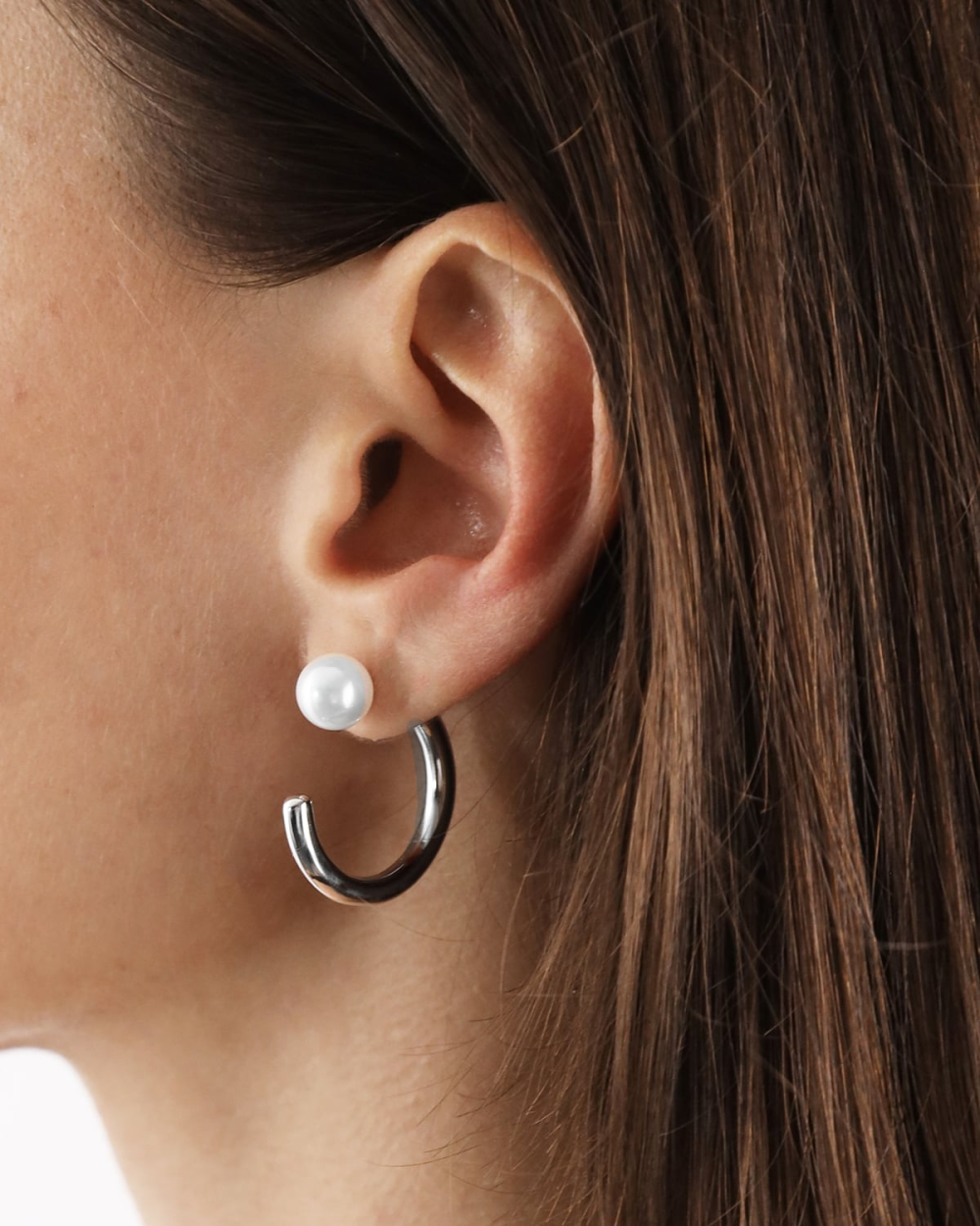 Piercing Hoop Earring With Pearl Earrings Nove25