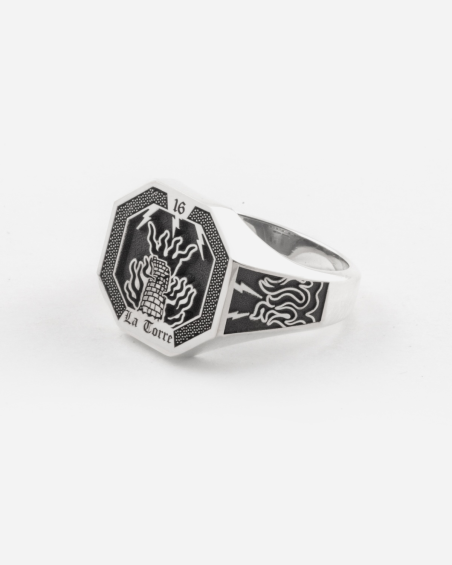 THE TOWER TAROT CARD SIGNET RING