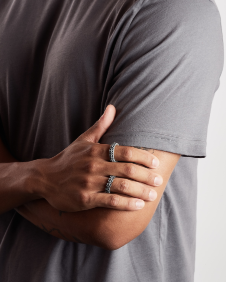 ANILLO ALIANZA GÓTICA PROMESA DE PLATA