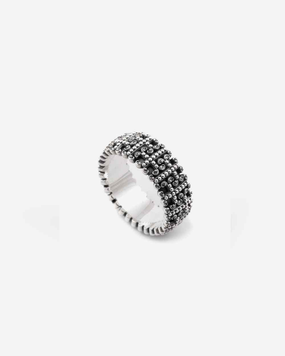 BAGUE LARGE GOTHIQUE ENLACE EN ARGENT