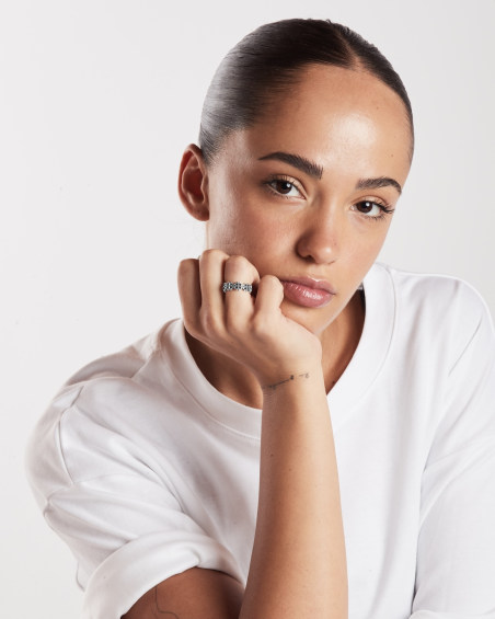 BAGUE ALLIANCE ÉLÉMENTS GOTHIQUES REAL EN ARGENT