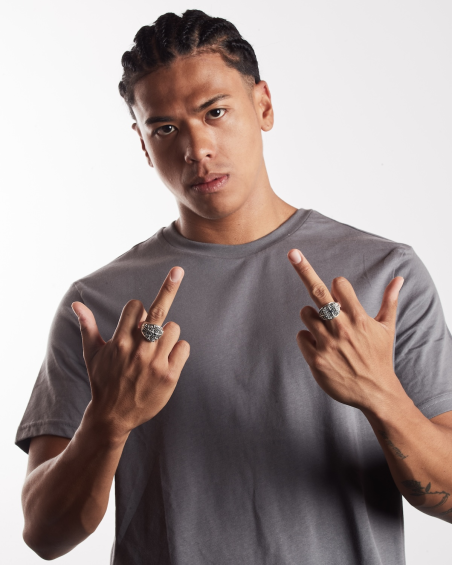 SIEGELRING DEKORIERT AMISTAD MIT BLAUEM STEIN