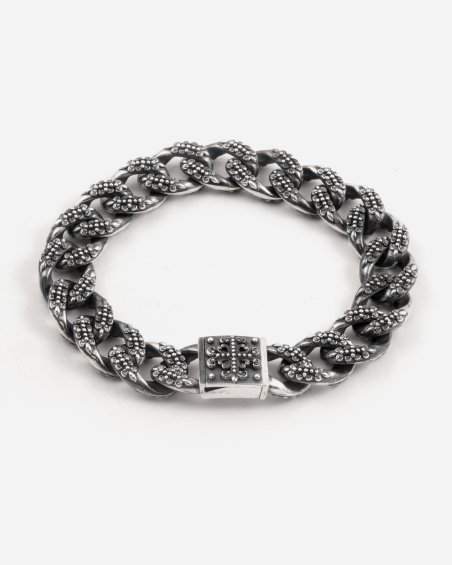 BRACCIALE GRUMETTA CON TEXTURE GOTICA INSIGNA IN ARGENTO