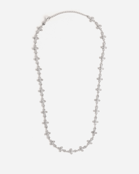 COLLAR CRUZES GÓTICAS DE PLATA CON BRILLANTES
