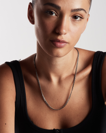 COLLIER GOURMETTE DOUBLE LOSANGE EN ARGENT