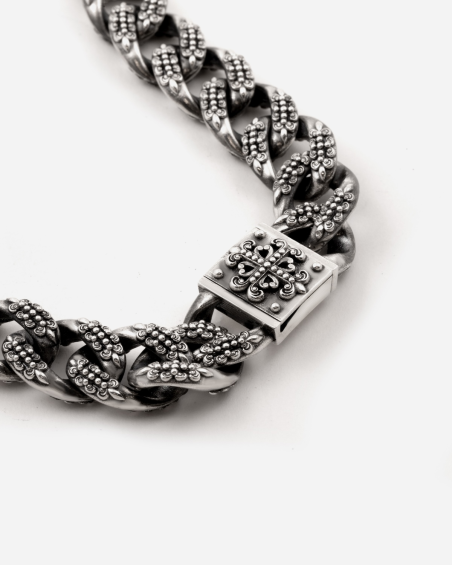 COLLIER GOURMETTE AVEC TEXTURE GOTHIQUE ENLACE EN ARGENT