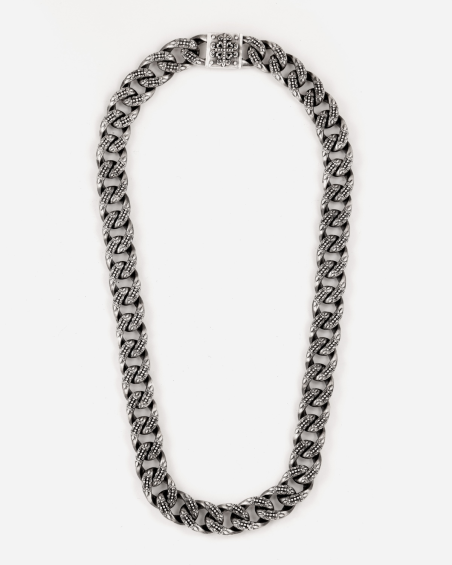 COLLAR GRUMETTE CON TEXTURE GÓTICA ENLACE DE PLATA