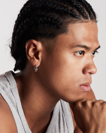 ORECCHINO A CERCHIO FILO SPINATO MINI IN ARGENTO