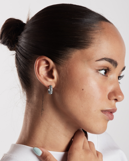 BOUCLE D'OREILLE CERCLE GOTHIQUE VANIDAD EN ARGENT