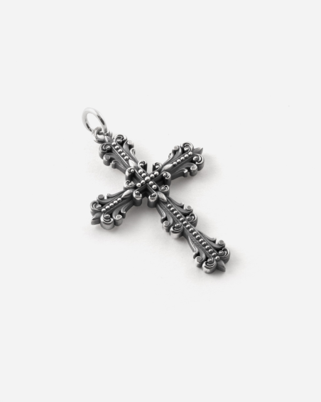 CIONDOLO CROCE GOTICA GRANDE MILAGRO IN ARGENTO