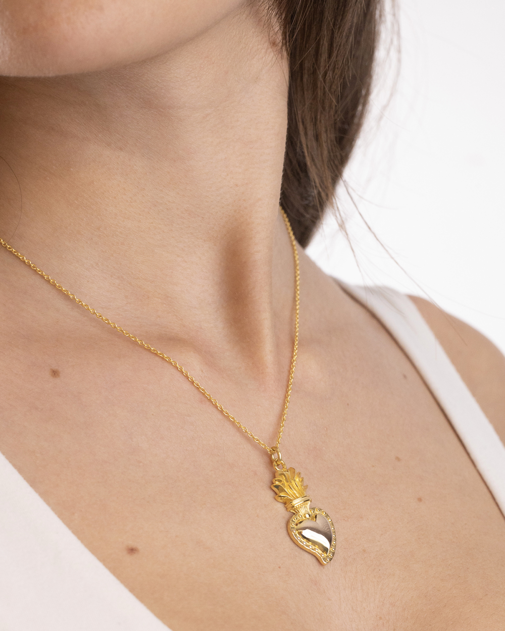 PENDENTIF CŒUR EX-VOTO MOYEN PLAQUÉ OR