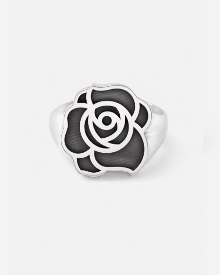 BAGUE CHEVALIÈRE ROSE EROX EN ARGENT