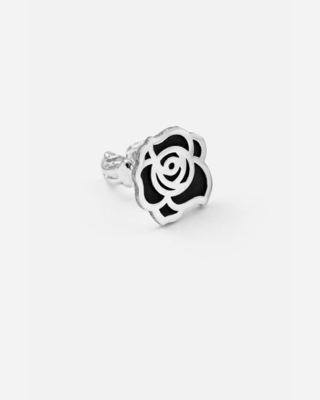 BOUCLE D'OREILLE LOBE AVEC ROSE EROX EN ARGENT