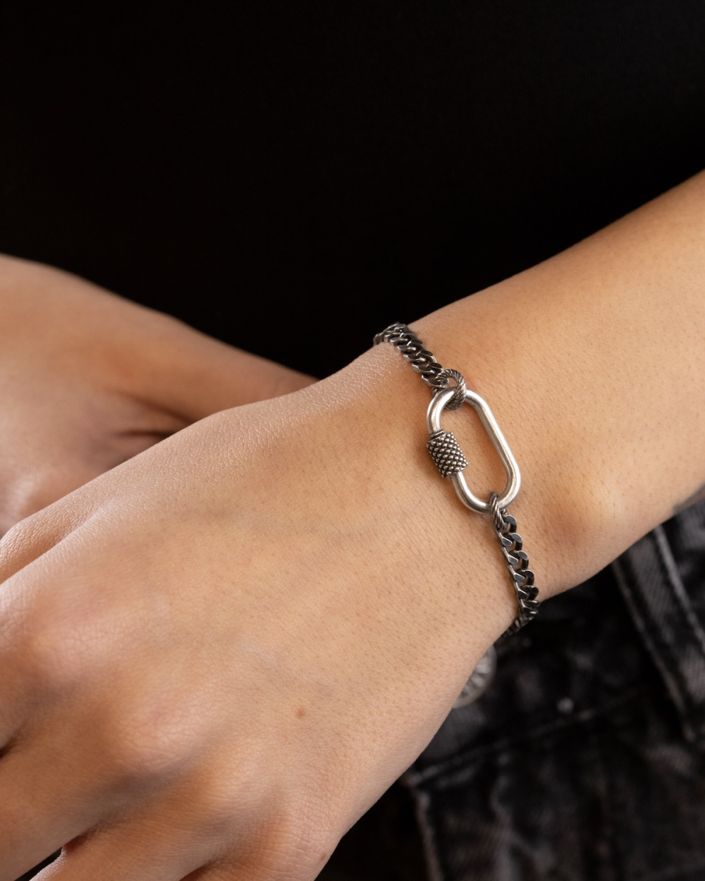 SILVER PLATED BRONZE MINI OVAL CLASP