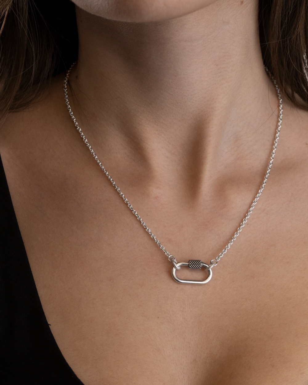 SILVER PLATED BRONZE MINI OVAL CLASP