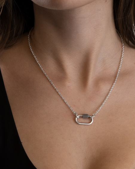 SILVER PLATED BRONZE MINI OVAL CLASP