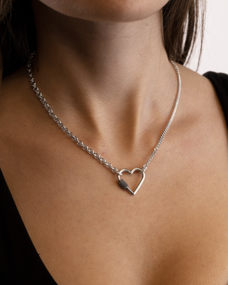 MINI MOSCHETTONE CUORE IN BRONZO ARGENTATO