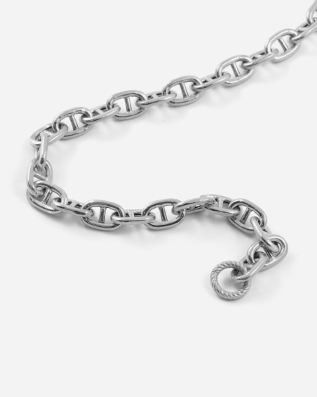 COLLAR CADENA CON PUNTALES DE PLATA CON MOSQUETÓN DE BRONCE PLATEADO