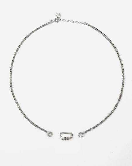 COLLAR GRUMETTE 080 DE PLATA CON MOSQUETÓN
