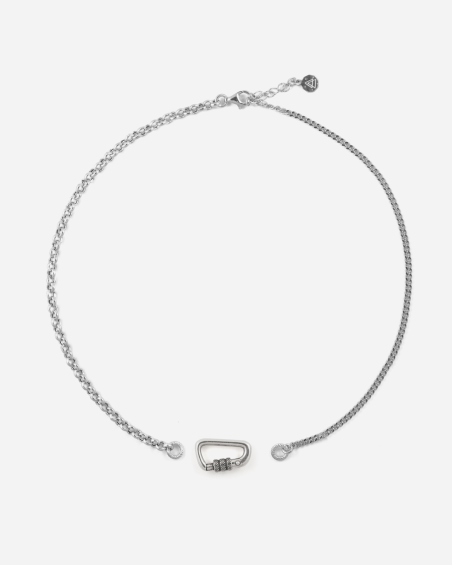 COLLIER GOURMETTE ET BERGER EN ARGENT AVEC MOUSQUETON