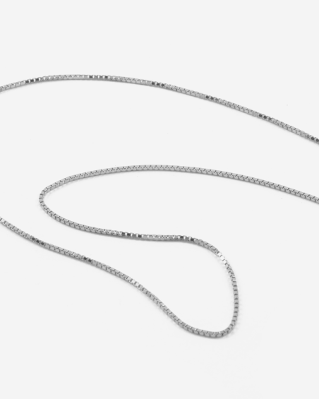 MINI BOX CHAIN NECKLACE IN SILVER