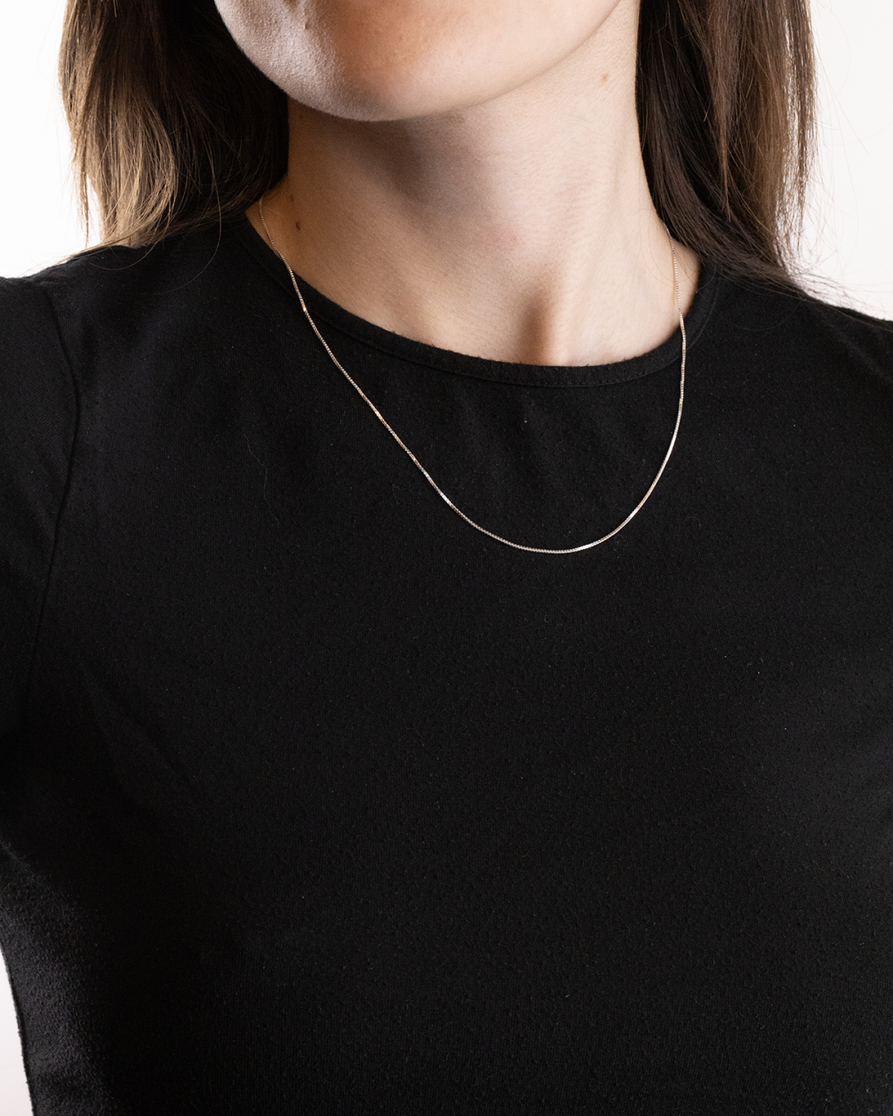 MINI BOX CHAIN NECKLACE IN SILVER