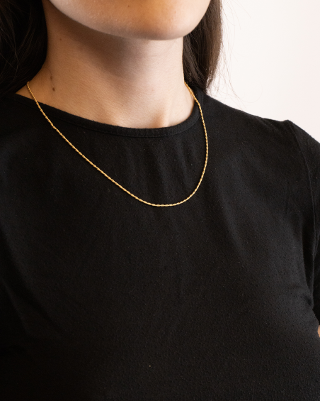 COLLAR MINI CADENA CUERDA PLATEADA EN ORO