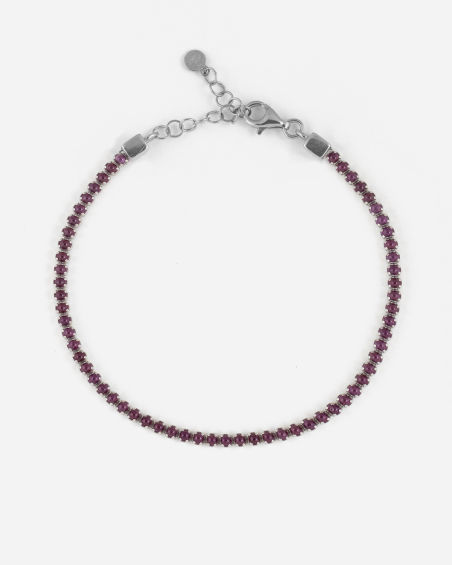 TENNISARMBAND AUS SILBER MIT FUCHSIA-CABOCHON-STEINEN
