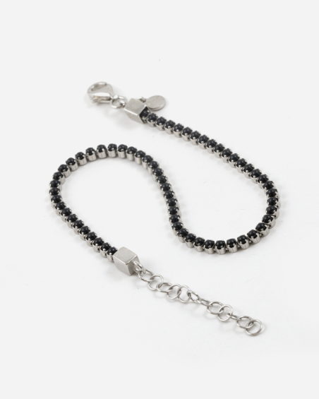 PULSERA TENNIS DE PLATA CON PIEDRAS CABUJÓN NEGRAS