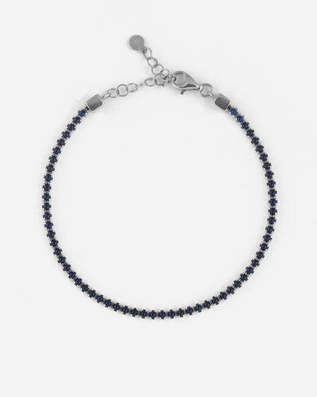 BRACELET TENNIS EN ARGENT AVEC PIERRES CABOCHON BLEUES