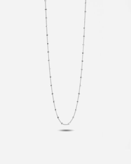 SILVER CURB CHAIN NECKLACE WITH CUBES
