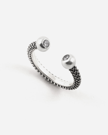 DOTTED PIERCING FINE RING WITH STONES