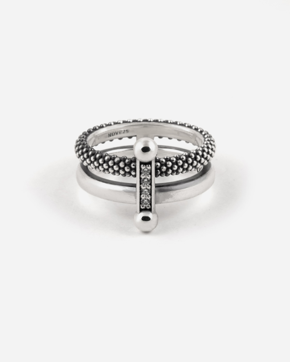 DOTTED AND PLAIN PIERCING RING WITH...