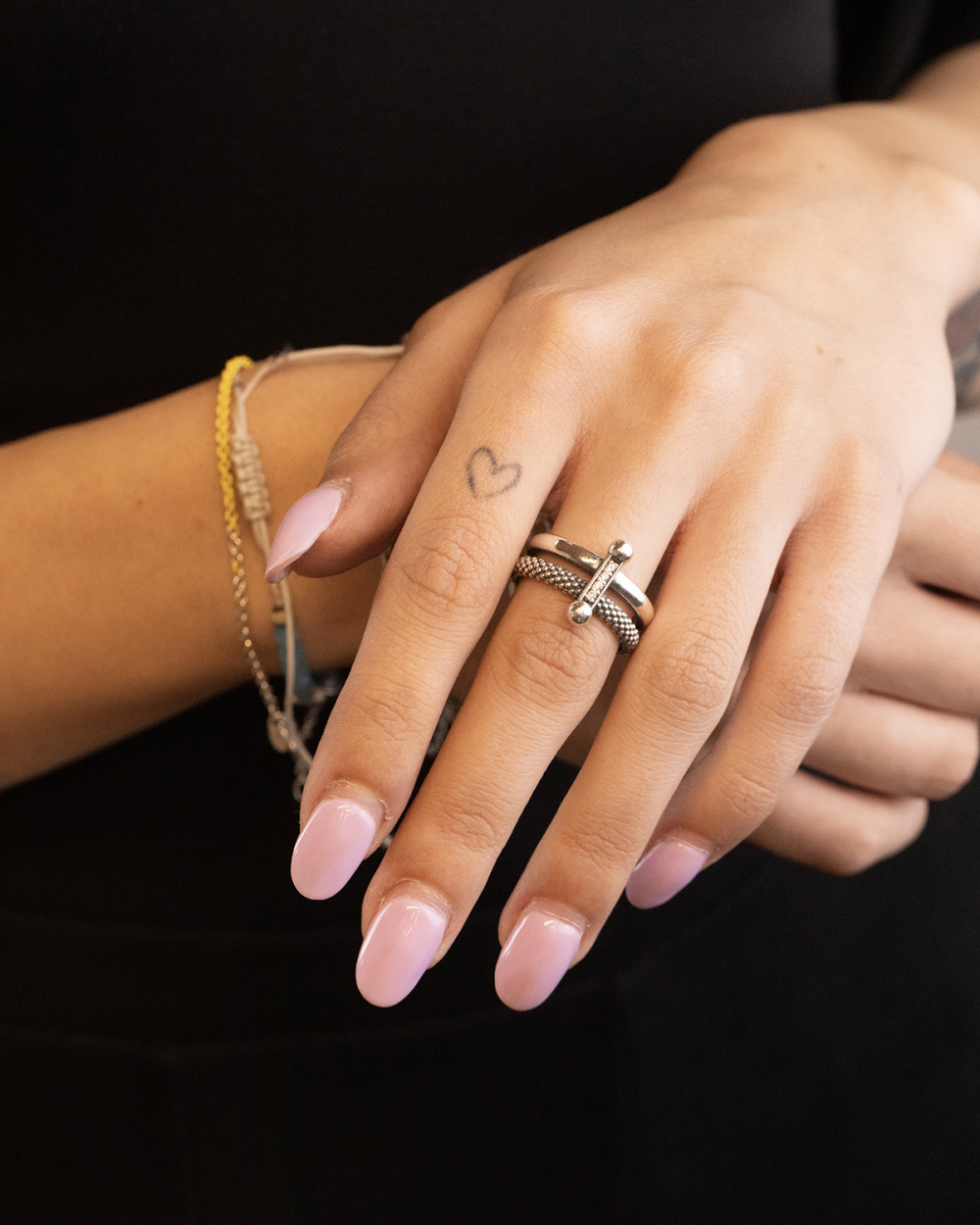 DOTTED AND PLAIN PIERCING RING WITH...