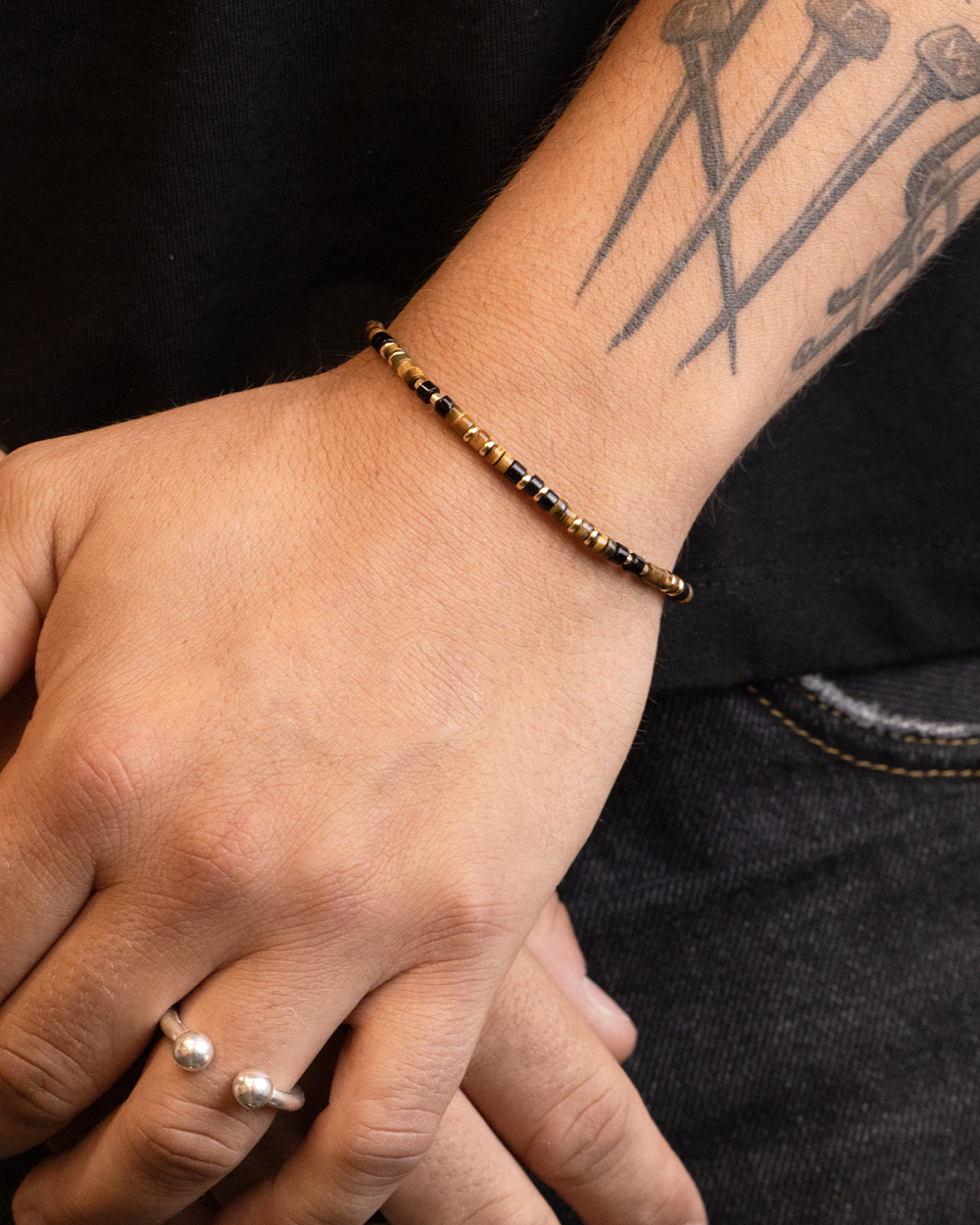 GOLD PLATED MINI BROWN ELEMENTS BRACELET