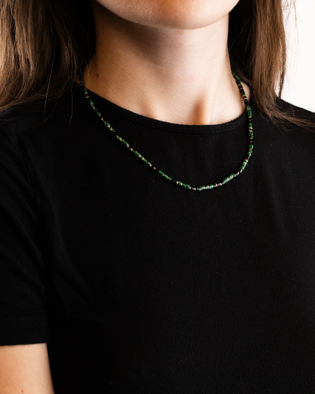 GOLD PLATED MINI GREEN ELEMENTS NECKLACE