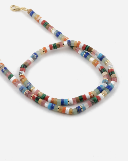 GOLD PLATED MINI MULTICOLOR ELEMENTS NECKLACE